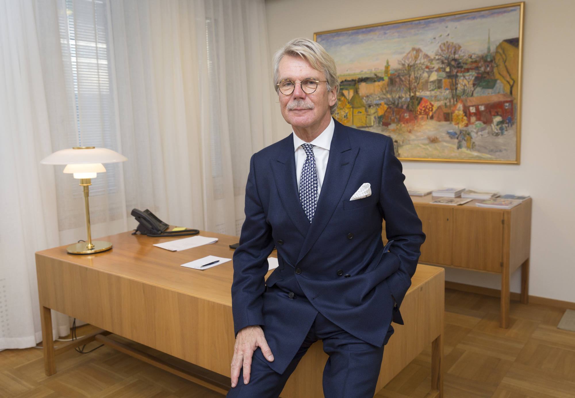 Bjoern Wahlroos, chairman of Nordea Bank AB and Sampo Oyj, poses for a photograph following an interview at the Nordea headquarters in Stockholm, Sweden, on Thursday, Nov. 24, 2016. Wahlroos said there's little chance hell resume talks to merge with ABN Amro Group NV, and signaled no interest in buying shares in the bank from the Dutch government. Photographer: Johan Jeppsson/Bloomberg