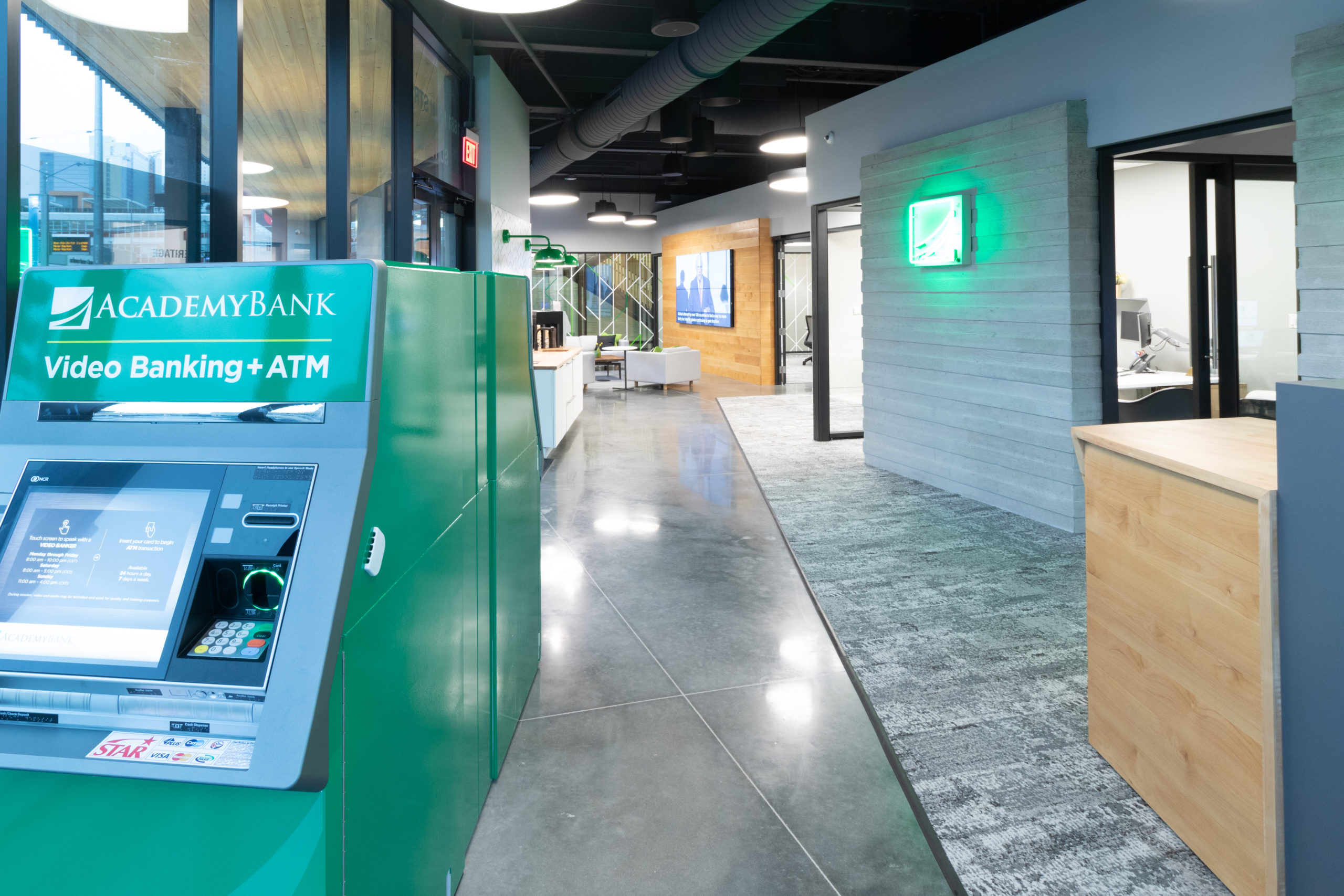 Academy Bank's video banking kiosks