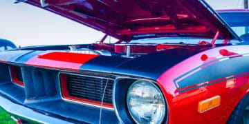 A car with the hood open
