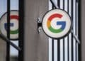 A logo outside the Google Store Chelsea in New York, U.S., on Friday, May 28, 2021. The Google Store will display and sell a variety of product such as Pixel phones, Nest smart home devices, Fitbit trackers, Pixelbooks, and more. Photographer: Victor J. Blue/Bloomberg