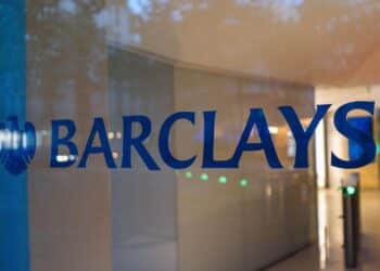 A logo at the entrance to the Barclays Plc French headquarters in Paris, France, on Wednesday, May 17, 2023. Barclays expects to increase its headcount in Paris by about two thirds in the next two to three years, as the French capital increasingly becomes the main trading hub in continental Europe for global lenders after Brexit. Photographer: Nathan Laine/Bloomberg
