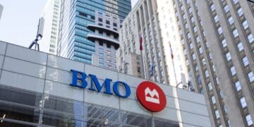 The Bank of Montreal (BMO) headquarters in Toronto, Ontario, Canada, on Wednesday, March 8, 2023. Rising rates are expanding Canadian banks' net interest margin, but a flatter and inverted yield curve limits upside, and a peak may come in 2023. Photographer: Della Rollins/Bloomberg